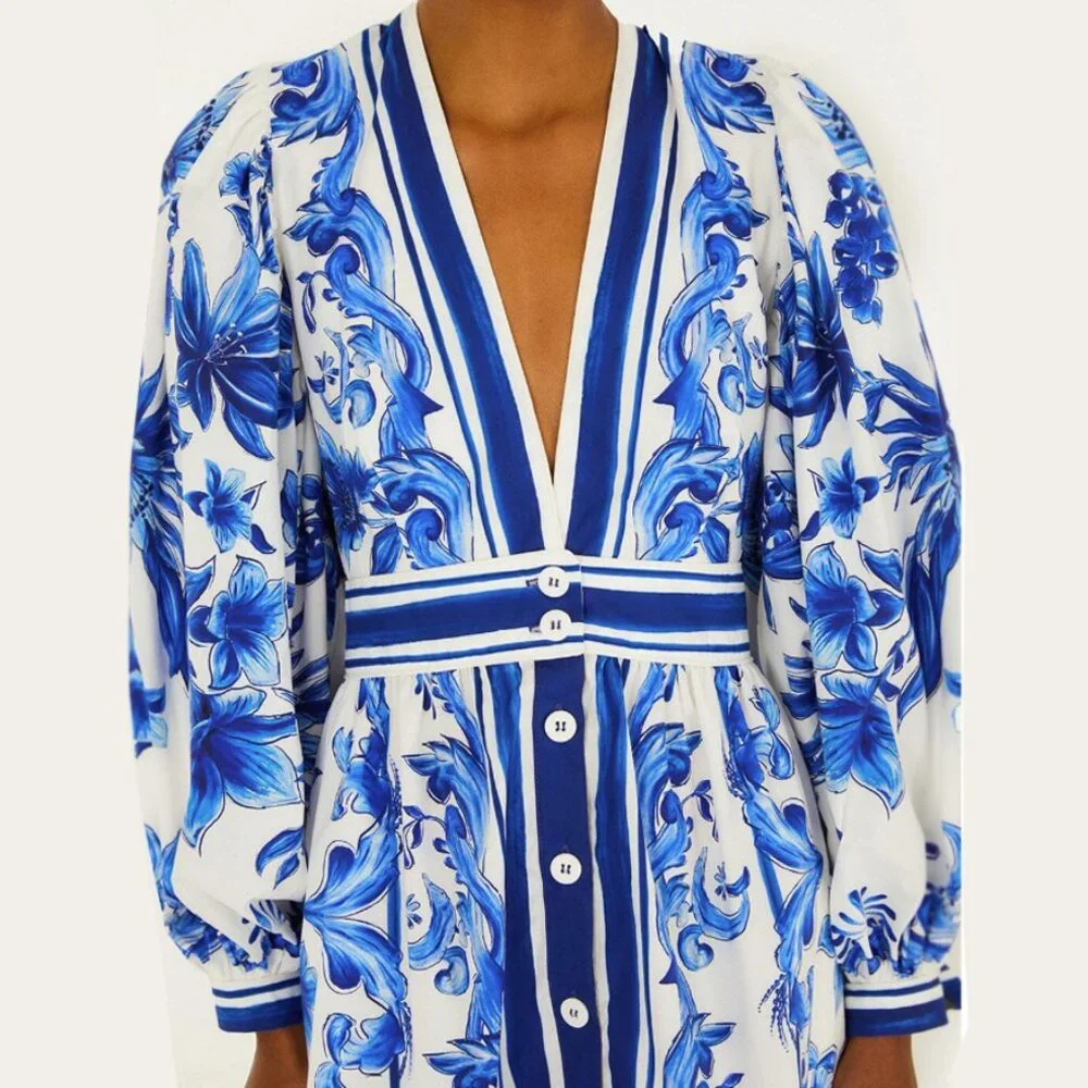 Farm Rio Off-White Garden Tiles Mini Dress - Picture 3 of 16